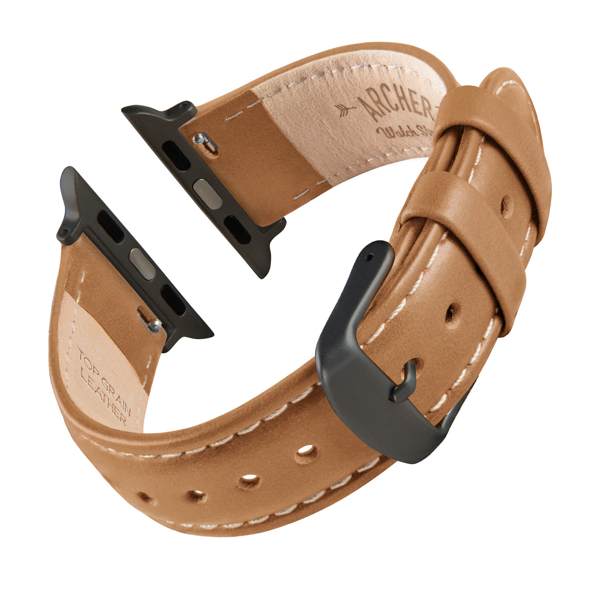 Apple Watch Leather Camel Tan/Natural/Space Gray Archer Watch Straps