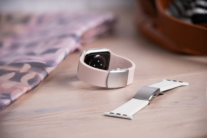 Apple Watch Custom Fit Silicone Watch Band - Pale Rose/Silver