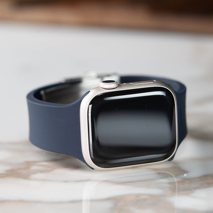 Apple Watch Custom Fit Silicone Watch Band - Midnight Blue/Silver