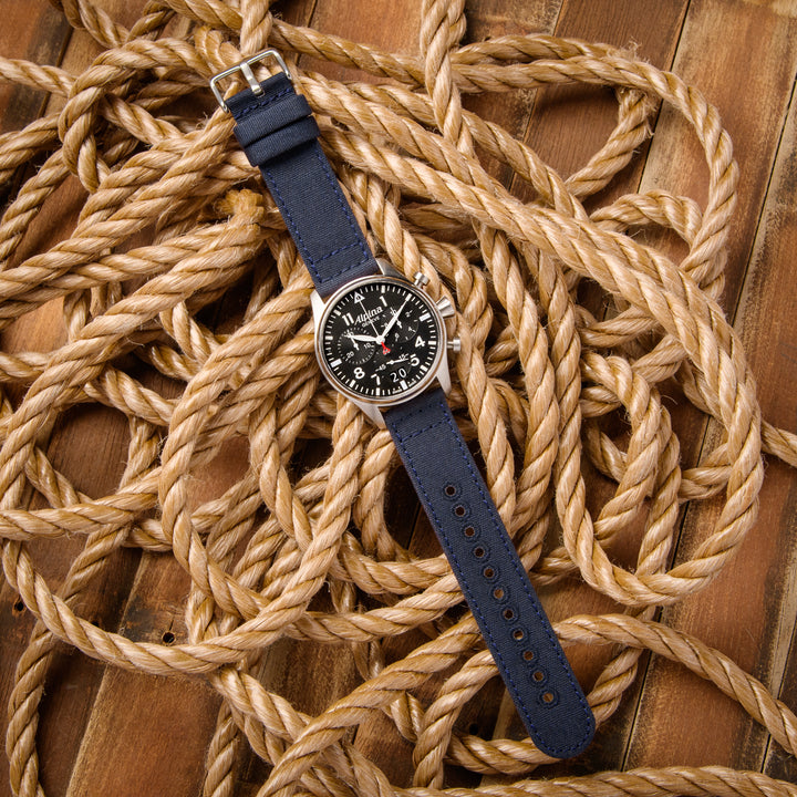 Quick Release Canvas Watch Band - Navy Blue