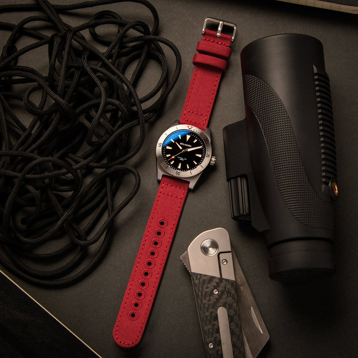 Quick Release Canvas Watch Band - Carmine Red