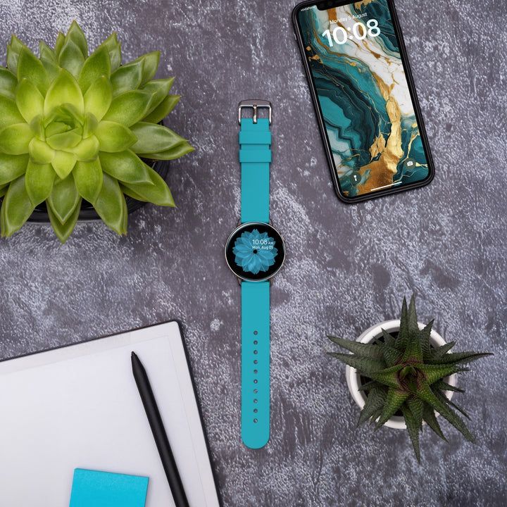 Quick Release Silicone Watch Band - Aqua Blue