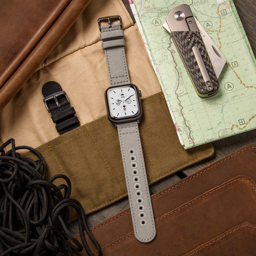 Apple Watch Canvas Watch Band - Ash Gray/Space Gray