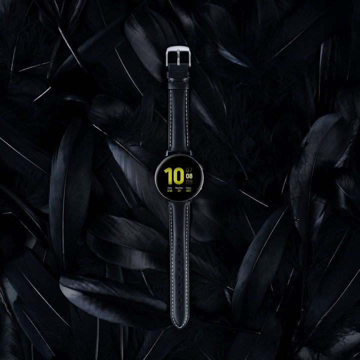 Quick Release Leather Watch Band - Black/Natural