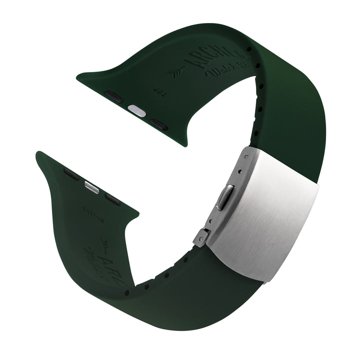 Apple Watch Custom Fit Silicone Watch Band - British Racing Green/Silver