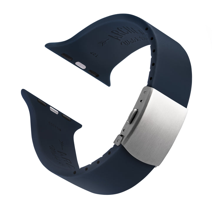 Apple Watch Custom Fit Silicone Watch Band - Midnight Blue/Silver