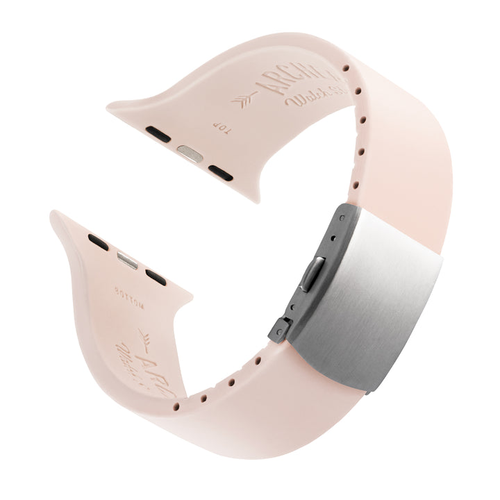 Apple Watch Custom Fit Silicone Watch Band - Pale Rose/Silver