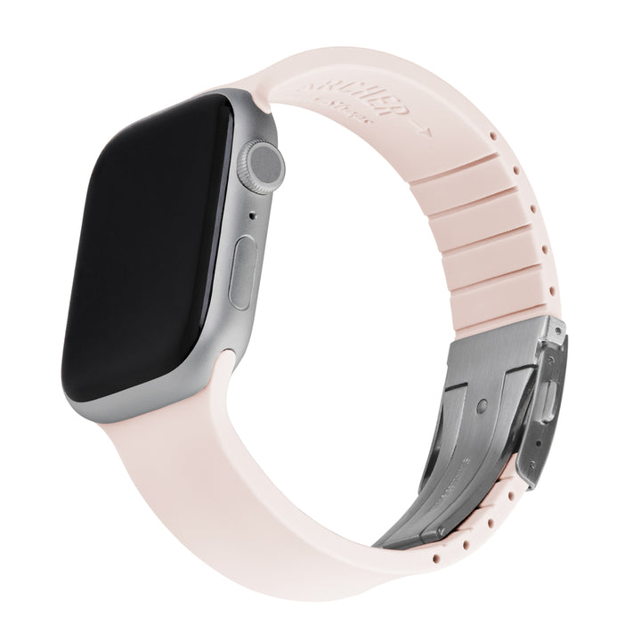 Apple Watch Custom Fit Silicone Watch Band - Pale Rose/Silver