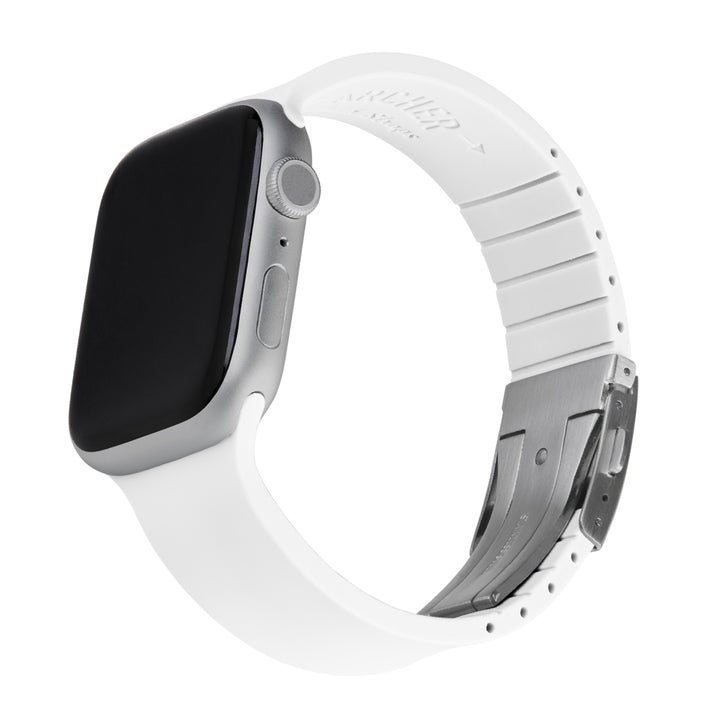 Apple Watch Custom Fit Silicone Watch Band - White/Silver