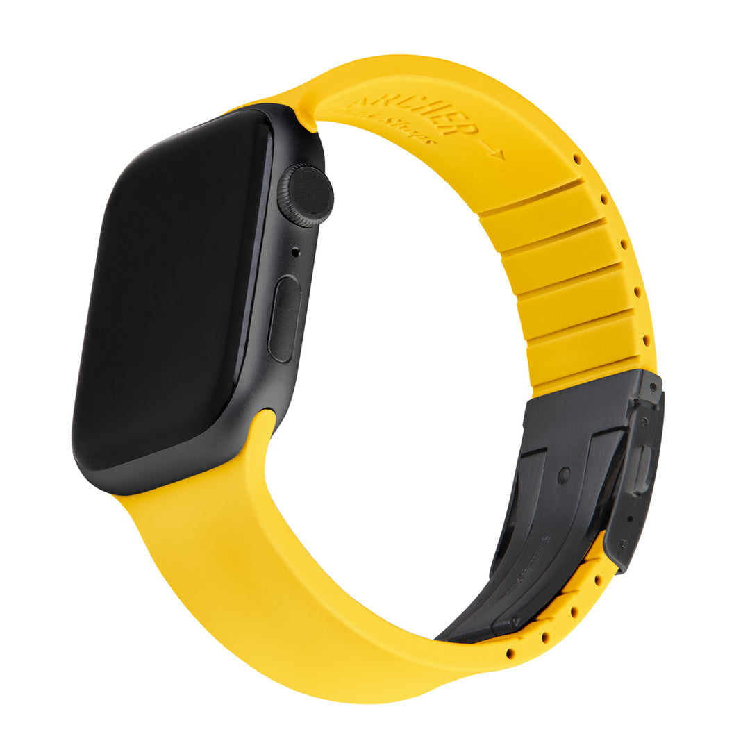 Apple Watch Custom Fit Silicone Watch Band - Naples Yellow/Gray