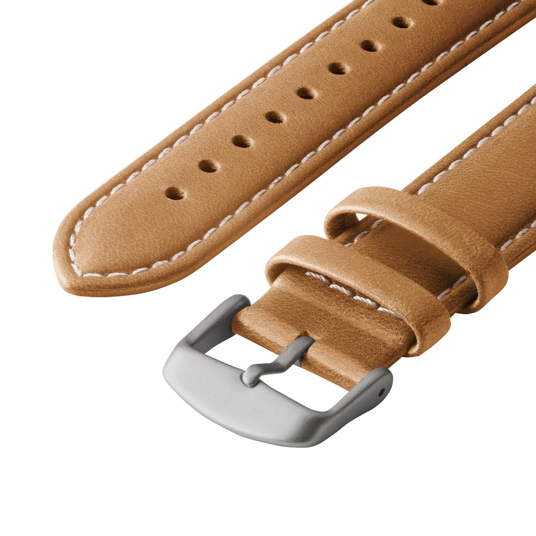 Apple Watch Leather Watch Band - Camel Tan/Natural/Silver Aluminum