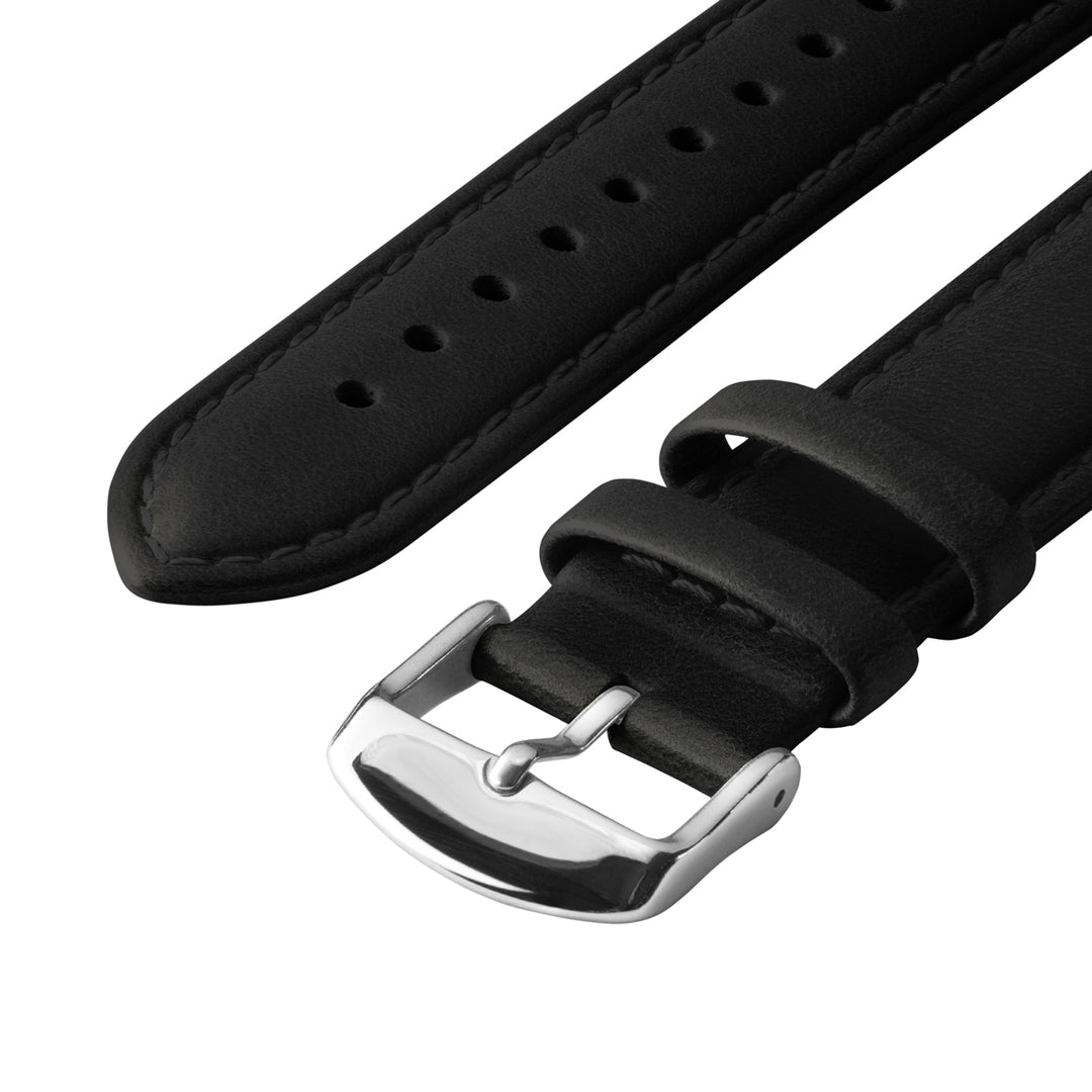 Quick Release Leather Watch Band - Black/Matched