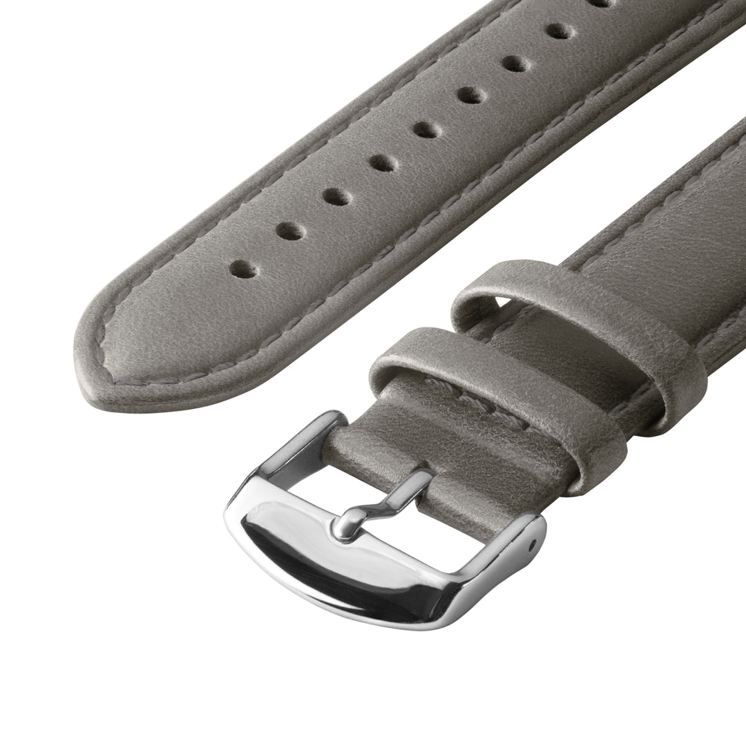 Quick Release Leather Watch Band - Pewter Gray/Matched