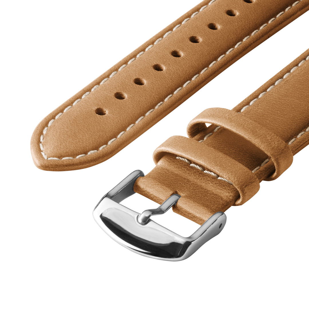 Quick Release Leather Watch Band - Camel Tan/Natural