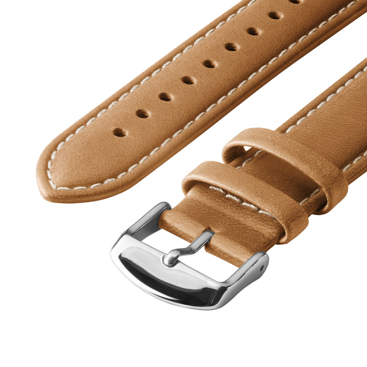 Quick Release Leather Watch Band - Camel Tan/Natural