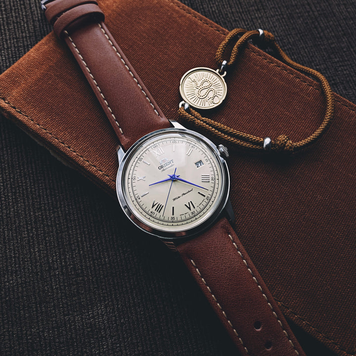 Quick Release Leather Watch Band - Mahogany/Natural