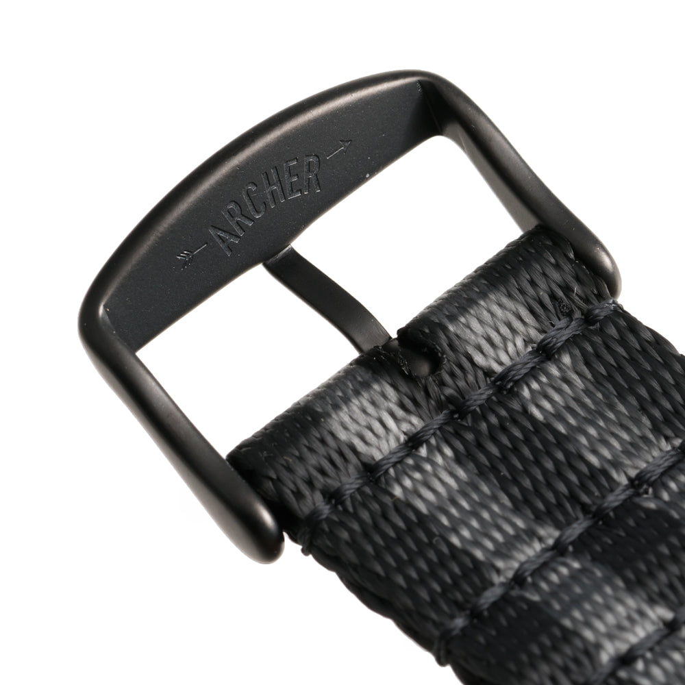 Seat Belt NATO - Black and Gray, Black Hardware, ARC-SBNATO-BLKGRYB22, ARC-SBNATO-BLKGRYB20, ARC-SBNATO-BLKGRYB18