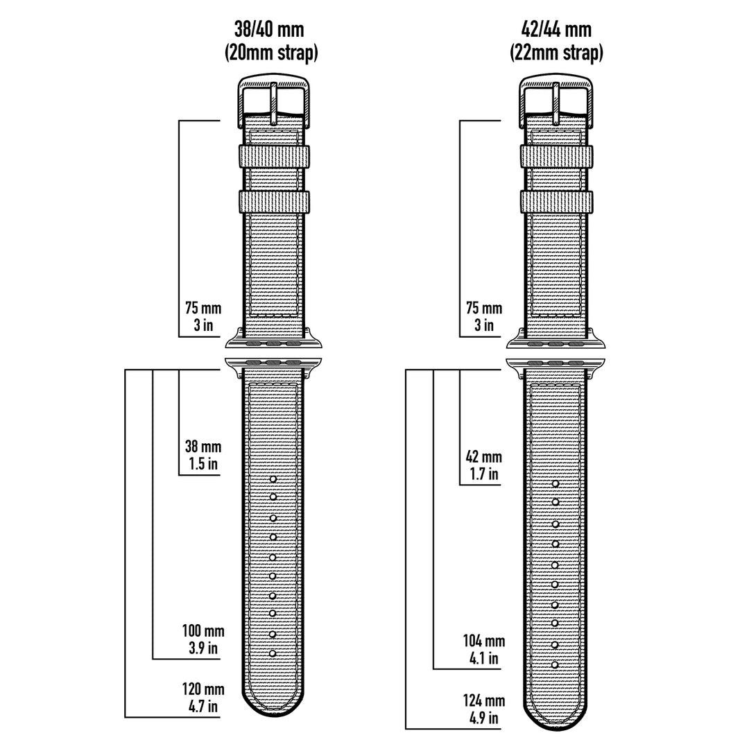 Apple Watch Seat Belt Nylon - Black/Gray, ARC-AWSB-BLKG42, ARC-AWSB-BLKG38