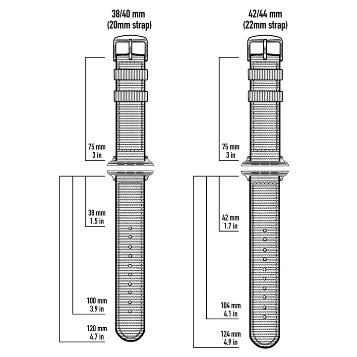 Apple Watch Seat Belt Nylon - Olive/Gray, ARC-AWSB-OLVG42, ARC-AWSB-OLVG38