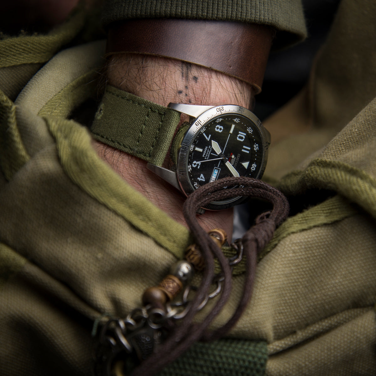 Archer Watch Straps Canvas Watch Strap for Apple Watch - Alabaster/Gray, 42/44/45mm