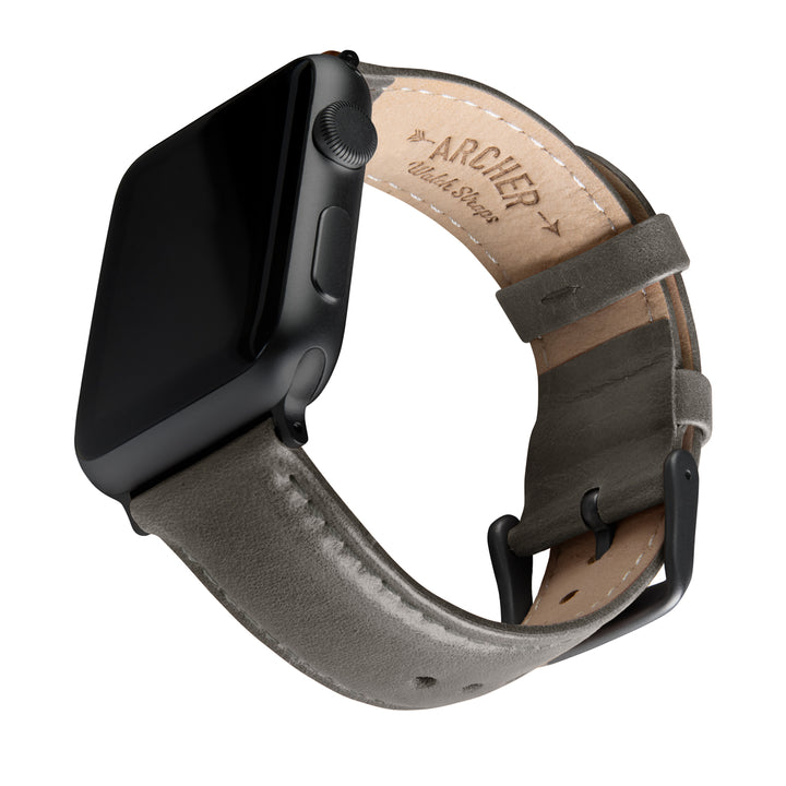 Apple Watch Leather Watch Band - Pewter Gray/Matched/Space Gray