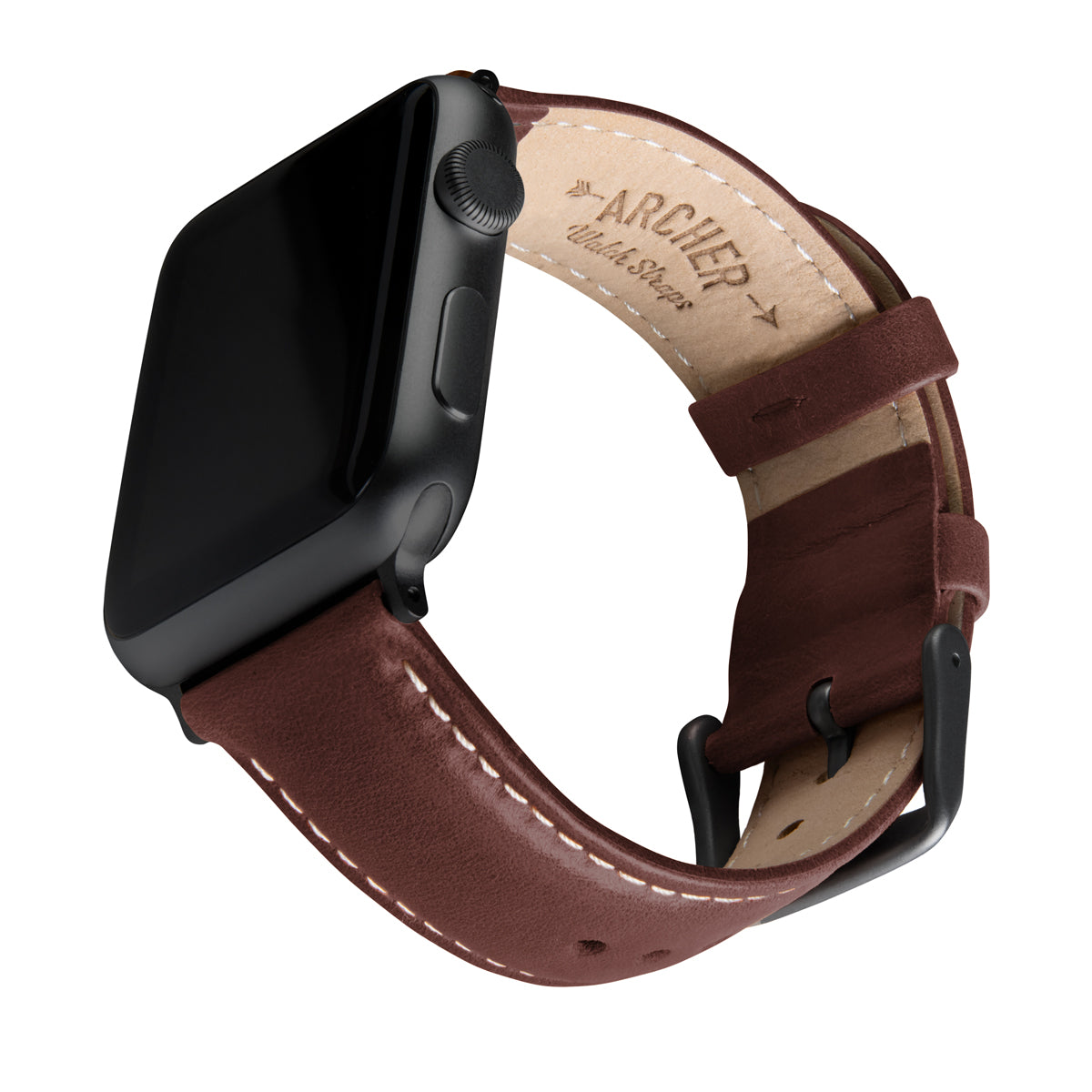 Apple Watch Leather Watch Band Mahogany Natural Space Gray