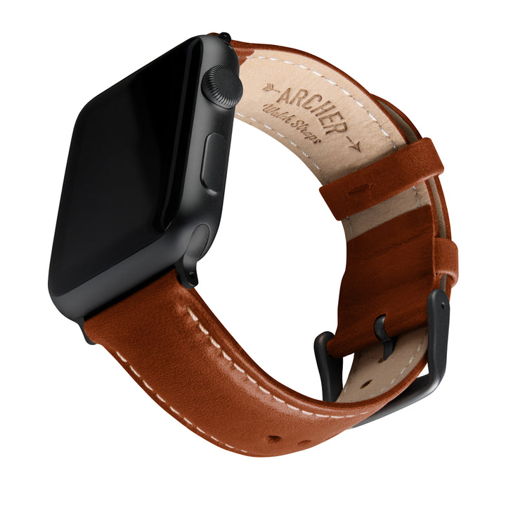 Apple Watch Leather Watch Band - Cognac/Natural/Space Gray