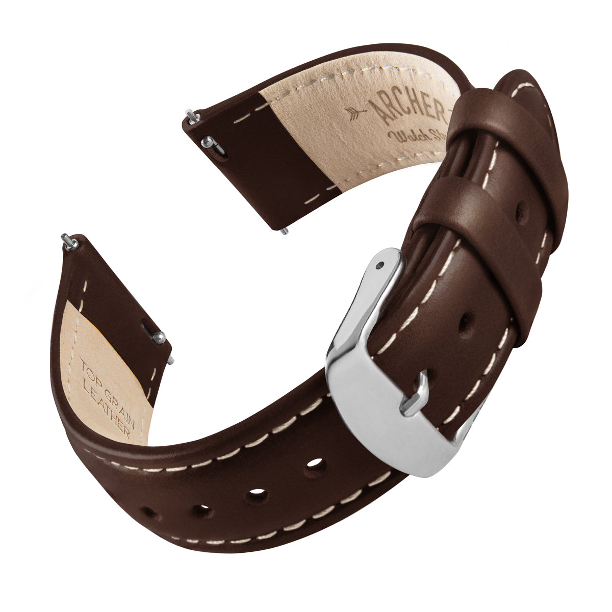 Quick Release Leather - Dark Chestnut/Natural – Archer Watch Straps