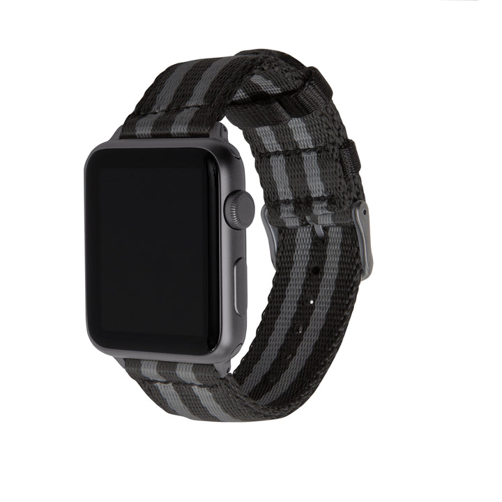 Apple Watch Seat Belt Nylon - Black and Gray (James Bond)/Gray, ARC-AWSB-BLKGRYG42, ARC-AWSB-BLKGRYG38