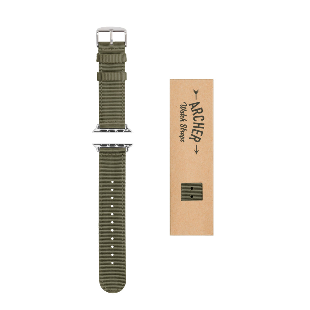 Apple Watch Nylon - Olive/Stainless, ARC-AWNYL-OLVS42, ARC-AWNYL-OLVS38