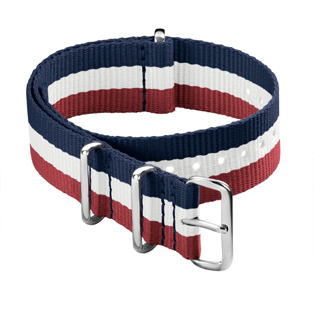 Webbing Strap in Navy with Red & White