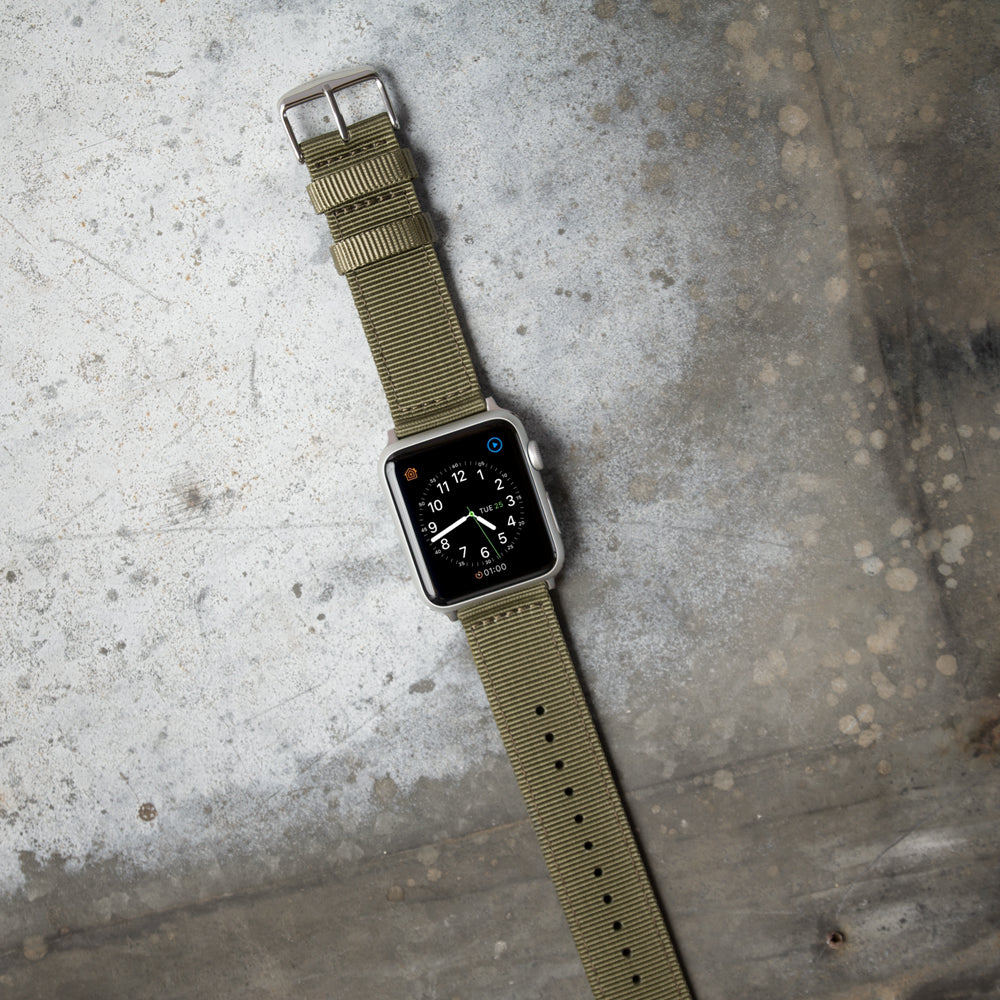 Apple Watch Nylon - Olive/Stainless, ARC-AWNYL-OLVS42, ARC-AWNYL-OLVS38